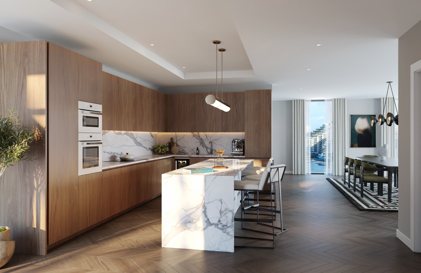 Penthouse Collection kitchen and dining space